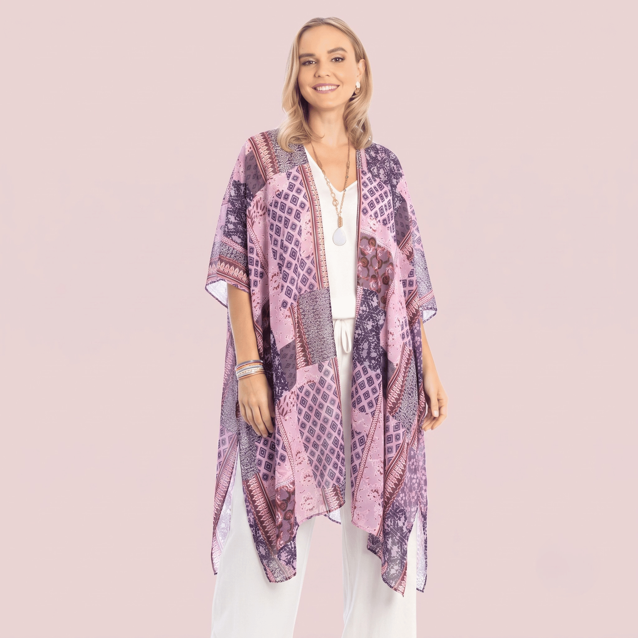 Cardigan en mousseline à imprimé exclusif